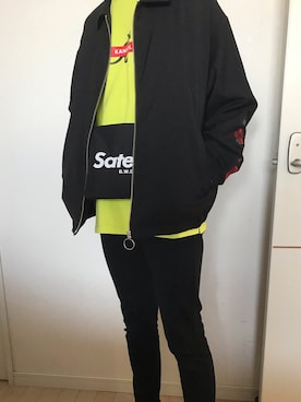 「バラ柄」｜「アイテム（ブルゾン）」を使った、Ro-seさん（メンズ・170cm）の春コーディネート