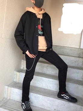 「H&M（エイチ・アンド・エム）のアイテム（パーカー）」を使った、Ro-seさん（メンズ・170cm）の春コーディネート