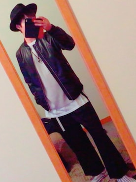 「ZARA MAN」｜「アイテム（ライダースジャケット）」を使った、とーまさん（メンズ・175cm）の冬コーディネート