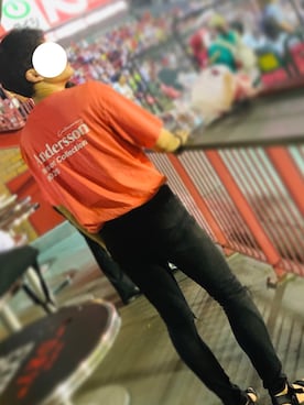 「ANDERSSON BELL（アンダースンベル）のアイテム（Tシャツ/カットソー）」を使った、こへいさん（メンズ・177cm）の夏コーディネート