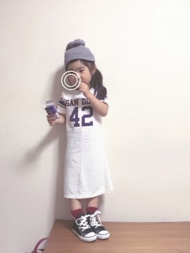 「FREAK'S STORE（フリークスストア）のアイテム（ワンピース/ドレス）」を使った、rottaさん（キッズ・90cm）の春コーディネート