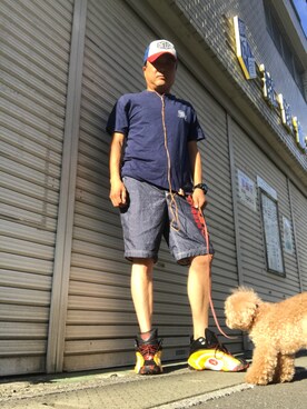 「SuperDry（スーパードライ）のアイテム（カーゴパンツ）」を使った、Shinji Tsuruさん（メンズ・173cm）の秋コーディネート