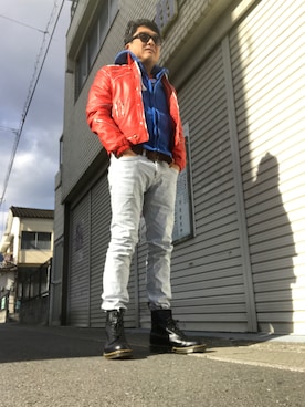 「Michael Jackson（マイケルジャクソン）のアイテム（ブルゾン）」を使った、Shinji Tsuruさん（メンズ・173cm）の冬コーディネート