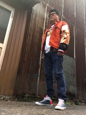 「COTE MER （コートメール）のアイテム（ブルゾン）」を使った、Shinji Tsuruさん（メンズ・173cm）の春コーディネート