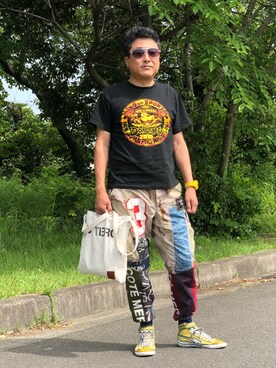 「COTE MER （コートメール）のアイテム（パンツ）」を使った、Shinji Tsuruさん（メンズ・173cm）の夏コーディネート