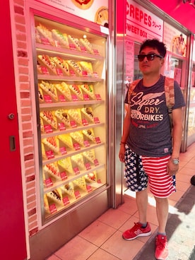 「ANDSUNS（アンドサンズ）のアイテム（パンツ）」を使った、Shinji Tsuruさん（メンズ・173cm）の夏コーディネート