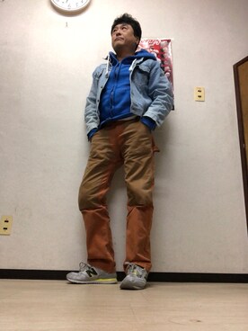 「Abercrombie&Fitch（アバークロンビーアンドフィッチ）のアイテム（パーカー）」を使った、Shinji Tsuruさん（メンズ・173cm）の冬コーディネート