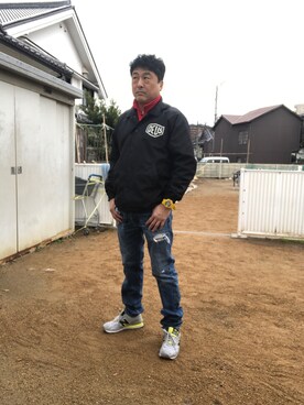 「DEUS EX MACHINA（デウスエクスマキナ）のアイテム（ブルゾン）」を使った、Shinji Tsuruさん（メンズ・173cm）の冬コーディネート