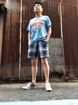 「Abercrombie&Fitch（アバークロンビーアンドフィッチ）のアイテム（デニムパンツ）」を使った、Shinji Tsuruさん（メンズ・173cm）の秋コーディネート