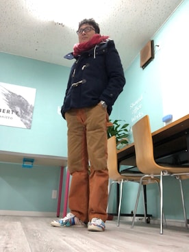 「アイテム（ピーコート）」を使った、Shinji Tsuruさん（メンズ・173cm）の冬コーディネート