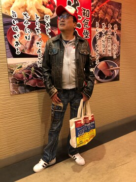 「DIESEL（ディーゼル）のアイテム（ライダースジャケット）」を使った、Shinji Tsuruさん（メンズ・173cm）の春コーディネート