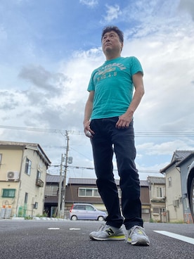 「鬼デニム（オニデニム）のアイテム」を使った、Shinji Tsuruさん（メンズ・173cm）の秋コーディネート