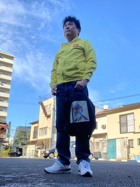 「鬼デニム（オニデニム）のアイテム」を使った、Shinji Tsuruさん（メンズ・173cm）の秋コーディネート