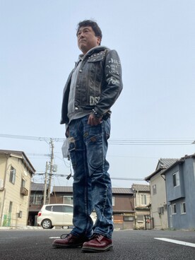 「DIESEL（ディーゼル）のアイテム（ライダースジャケット）」を使った、Shinji Tsuruさん（メンズ・173cm）の冬コーディネート