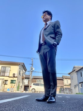 「アイテム（テーラードジャケット、シルバー系）」を使った、Shinji Tsuruさん（メンズ・173cm）の春コーディネート