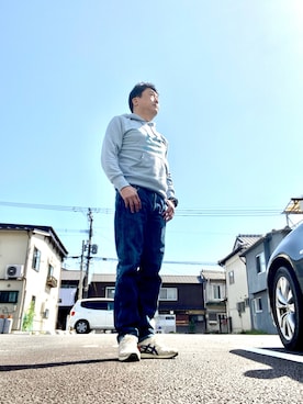 「鬼デニム（オニデニム）のアイテム」を使った、Shinji Tsuruさん（メンズ・173cm）の春コーディネート