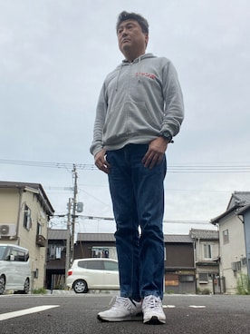 「鬼デニム（オニデニム）のアイテム」を使った、Shinji Tsuruさん（メンズ・173cm）の夏コーディネート