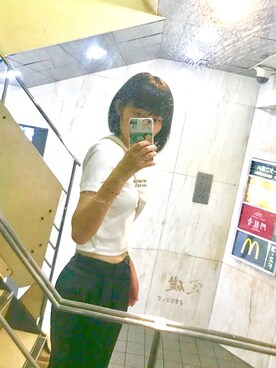 「SPINNS（スピンズ）のアイテム（トップス、ホワイト系）」を使った、みゆさん（レディース・153cm）の夏コーディネート