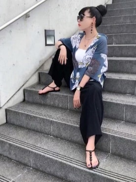 「リラックスパンツ」｜「アイテム（その他）」を使った、銀猫さん（レディース・168cm）の夏コーディネート