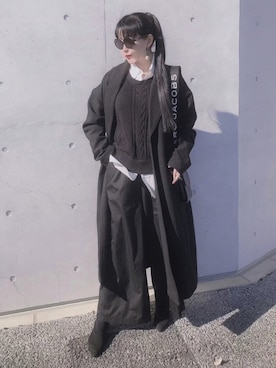 「unrelaxing（アンリラクシング）のアイテム（チェスターコート）」を使った、銀猫さん（レディース・168cm）の冬コーディネート