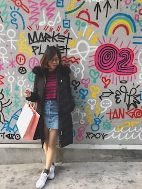 「PULL&BEAR（プルアンドベア）のアイテム（スカート）」を使った、Gさん（レディース・158cm）の冬コーディネート