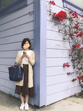 「LONGCHAMP（ロンシャン）の【LONGCHAMP】 ロンシャン LE PLIAGE 1623（ハンドバッグ、ブルー系）」を使った、Gさん（レディース・158cm）の冬コーディネート