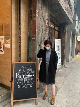 「earth music&ecology（アースミュージックアンドエコロジー）のアイテム（ニット/セーター、ブルー系）」を使った、Gさん（レディース・158cm）の冬コーディネート