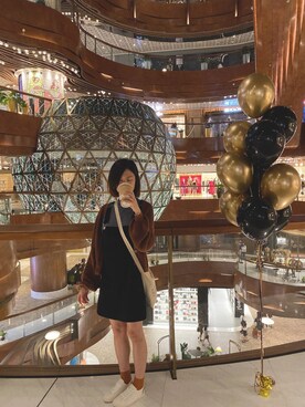 「American Eagle（アメリカンイーグル）のアイテム（ニット/セーター、ブラウン系）」を使った、Gさん（レディース・158cm）の春コーディネート