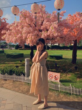 「GU（ジーユー）のアイテム（シューズ、ベージュ系）」を使った、Gさん（レディース・158cm）の春コーディネート