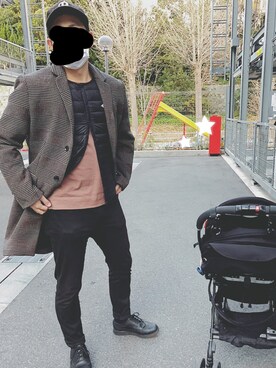 「SEVENDAYS=SUNDAY（セブンデイズサンデイ）のアイテム（チェスターコート）」を使った、suUuさん（メンズ・180cm）の冬コーディネート