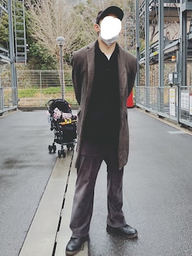「SEVENDAYS=SUNDAY（セブンデイズサンデイ）のアイテム（チェスターコート）」を使った、suUuさん（メンズ・180cm）の冬コーディネート