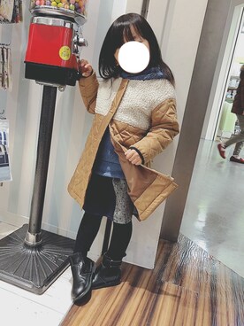 「サイドゴアブーツ」｜「アイテム（ノーカラージャケット）」を使った、suUuさん（キッズ・100cm）の冬コーディネート