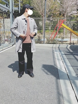 「URBAN RESEARCH ROSSO」｜「アイテム（ステンカラーコート）」を使った、suUuさん（メンズ・180cm）の春コーディネート