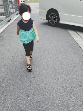 「Moujonjon（ムージョンジョン）のアイテム（Tシャツ/カットソー）」を使った、suUuさん（キッズ・92cm）の夏コーディネート