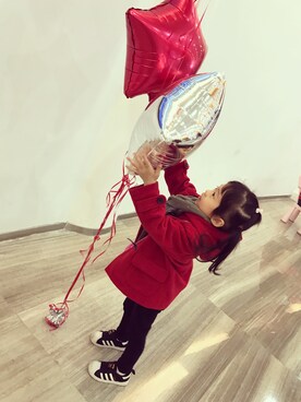 「アイテム（ダッフルコート）」を使った、ににさん（キッズ・100cm）の秋コーディネート