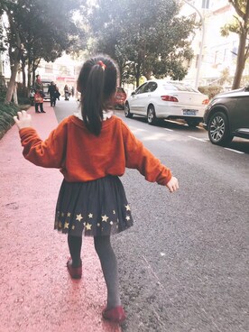 「X-girl（エックスガール）のアイテム」を使った、ににさん（キッズ・110cm）の冬コーディネート