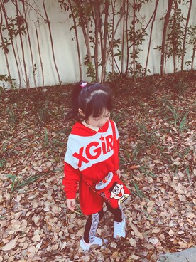 「X-girl（エックスガール）のアイテム」を使った、ににさん（キッズ・120cm）の春コーディネート