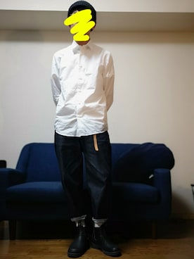 「白シャツ×ニット」｜aiyさん（メンズ・173cm）の秋コーディネート
