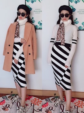 「Mo&Co.（モーアンドコー）のアイテム（ジャケット/アウター）」を使った、Tiffanyさん（レディース・168cm）の冬コーディネート