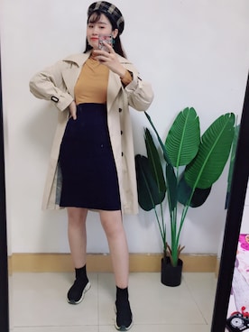 「通勤穿搭」｜「アイテム（トレンチコート）」を使った、Tiffanyさん（レディース・168cm）の秋コーディネート