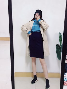 「国潮」｜「アイテム（トレンチコート）」を使った、Tiffanyさん（レディース・168cm）の秋コーディネート