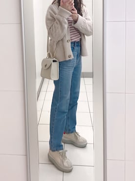 「ハイウエストストレートジーンズ」｜あおさん（レディース・157cm）の春コーディネート