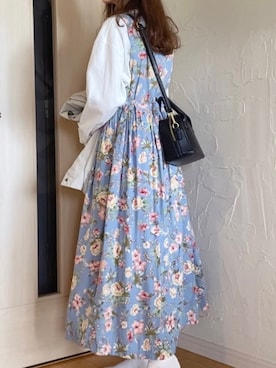 「古着ワンピース」｜「アイテム（ジャケット/アウター）」を使った、あおさん（レディース・157cm）の春コーディネート