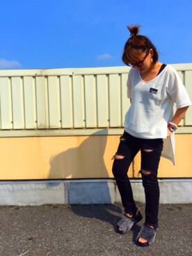 「GU（ジーユー）のアイテム（その他パンツ、ブラック系）」を使った、ayapanさん（レディース・153cm）の冬コーディネート