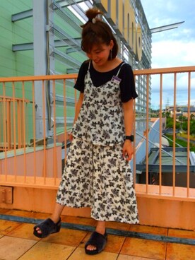 「GU（ジーユー）のアイテム（キャミソール、ホワイト系）」を使った、ayapanさん（レディース・153cm）の冬コーディネート