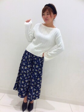「GU（ジーユー）のアイテム（その他パンツ、ブルー系）」を使った、ayapanさん（レディース・153cm）の秋コーディネート