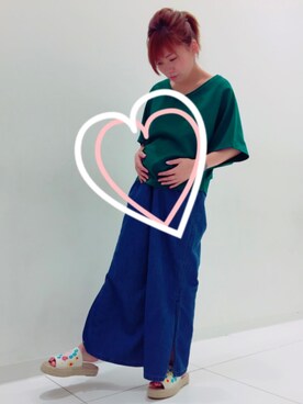 「GU（ジーユー）のアイテム（その他パンツ、ブルー系）」を使った、ayapanさん（レディース・153cm）の秋コーディネート