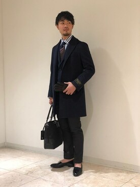 「EDIFICE（エディフィス）のアイテム（フォーマルスーツ/小物）」を使った、TAKA‐Cさん（メンズ・175cm）の冬コーディネート