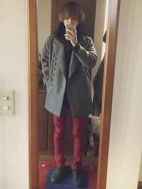 「SHAREEF（シャリーフ）のアイテム（チェスターコート）」を使った、s.seuratさん（メンズ・176cm）の冬コーディネート