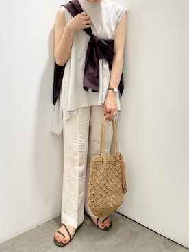 「RODE SKO（ロデスコ）のMARIA タッセルペーパーショルダー（ショルダーバッグ）」を使った、chiharuさん（レディース・160cm）の夏コーディネート